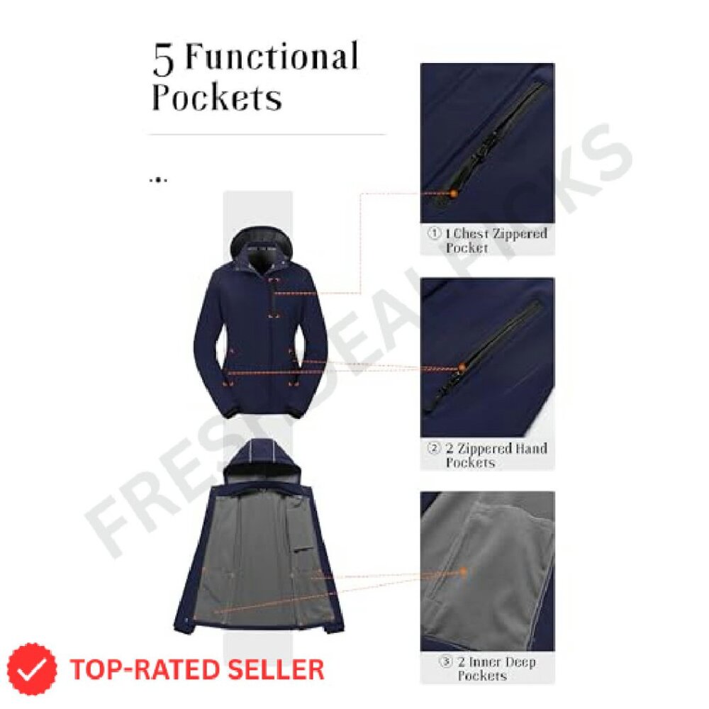Lightweight Fleece Lined Softshell Jacket Waterpr… - image 7
